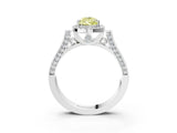White gold Fancy Yellow Pear Cut Halo Round Diamond Twist Band with Four-Prong Setting_15