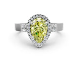 White gold Fancy Yellow Pear Cut Halo Round Diamond Twist Band with Four-Prong Setting_24