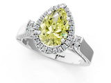 White gold Fancy Yellow Pear Cut Halo Round Diamond Twist Band with Four-Prong Setting_25