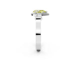 White gold Fancy Yellow Pear Cut Halo Round Diamond Twist Band with Four-Prong Setting_26