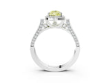 White gold Fancy Yellow Pear Cut Halo Round Diamond Twist Band with Four-Prong Setting_27