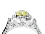 White gold Fancy Yellow Pear Cut Halo Round Diamond Twist Band with Four-Prong Setting_28
