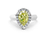White gold Fancy Yellow Pear  Cut Halo Solitaire Engagement Ring with Square Band and Four-Prong Setting_12