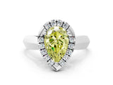 White gold Fancy Yellow Pear  Cut Halo Solitaire Engagement Ring with Square Band and Four-Prong Setting_180