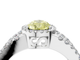 White gold Fancy Yellow Pear  Cut Halo Split Shank Diamond Ring with Four-Prong Setting_48