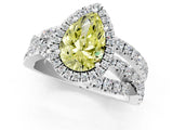 White gold Fancy Yellow Pear  Cut Halo Split Shank Prong Setting Ring_15