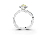 White gold Fancy Yellow Pear  Cut Halo Split Shank Prong Setting Ring_29