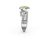 White gold Fancy Yellow Pear  Cut Halo Split Shank Prong Setting Ring_60