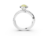 White gold Fancy Yellow Pear  Cut Halo Split Shank Prong Setting Ring_61