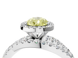 White gold Fancy Yellow Pear  Cut Halo Split Shank Prong Setting Ring_62