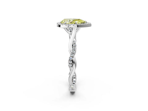 White gold Fancy Yellow Pear Cut Halo Twist Band with Four-Prong Setting_2