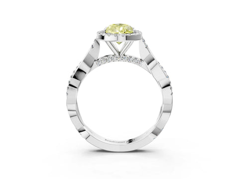 White gold Fancy Yellow Pear Cut Halo Twist Band with Four-Prong Setting_3