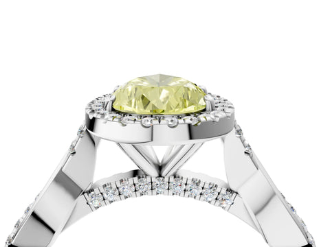 White gold Fancy Yellow Pear Cut Halo Twist Band with Four-Prong Setting_4