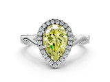 White gold Fancy Yellow Pear Cut Halo Twist Band with Four-Prong Setting_72