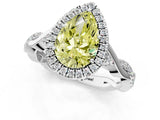 White gold Fancy Yellow Pear Cut Halo Twist Band with Four-Prong Setting_85