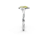 White gold Fancy Yellow Pear Cut Halo Twist Band with Four-Prong Setting_86