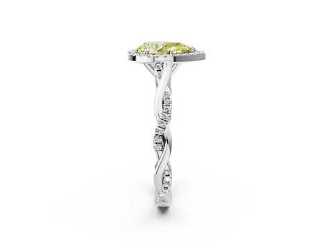White gold Fancy Yellow Pear Cut Halo Twist Band with Four-Prong Setting_86