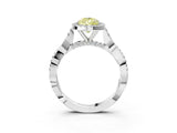 White gold Fancy Yellow Pear Cut Halo Twist Band with Four-Prong Setting_87