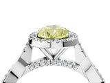 White gold Fancy Yellow Pear Cut Halo Twist Band with Four-Prong Setting_88