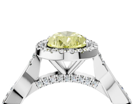 White gold Fancy Yellow Pear Cut Halo Twist Band with Four-Prong Setting_88