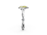 White gold Fancy Yellow Pear  Cut Halo Twisted Band Four-Prong Ring_22