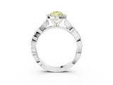 White gold Fancy Yellow Pear  Cut Halo Twisted Band Four-Prong Ring_23