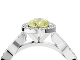 White gold Fancy Yellow Pear  Cut Halo Twisted Band Four-Prong Ring_24