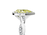 White gold Fancy Yellow Pear  Cut Halo Twisted Band Four-Prong Ring_25