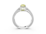 White gold Fancy Yellow Pear  Cut Milgrain Channel Set Engagement Ring with Solitaire Prong Setting_84
