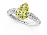 White gold Fancy Yellow Pear  Cut Pavé Band Solitaire Ring with Four-Prong Setting_58
