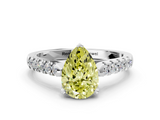 White gold Fancy Yellow Pear  Cut Pavé Band Solitaire Ring with Four-Prong Setting_58