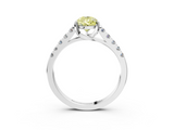 White gold Fancy Yellow Pear  Cut Pavé Band Solitaire Ring with Four-Prong Setting_60