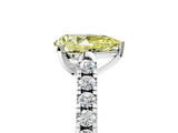 White gold Fancy Yellow Pear  Cut Pavé Band Solitaire Ring with Four-Prong Setting_62