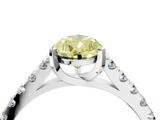 White gold Fancy Yellow Pear  Cut Pavé Band Solitaire Ring with Four-Prong Setting_66