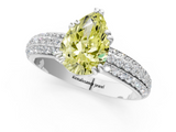 White gold Fancy Yellow Pear  Cut Pave Diamond Engagement Ring with Channel Set Band and Four-Prong Setting_19