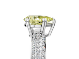 White gold Fancy Yellow Pear  Cut Pave Diamond Engagement Ring with Channel Set Band and Four-Prong Setting_23