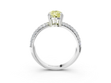 White gold Fancy Yellow Pear  Cut Pave Diamond Engagement Ring with Channel Set Band and Four-Prong Setting_23