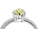 White gold Fancy Yellow Pear  Cut Pave Diamond Engagement Ring with Channel Set Band and Four-Prong Setting_24