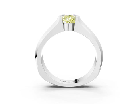 White gold Fancy Yellow Pear Cut Solitaire Bezel Set Diamond Ring with Wide Band_15