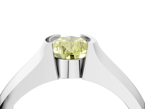 White gold Fancy Yellow Pear Cut Solitaire Bezel Set Diamond Ring with Wide Band_16