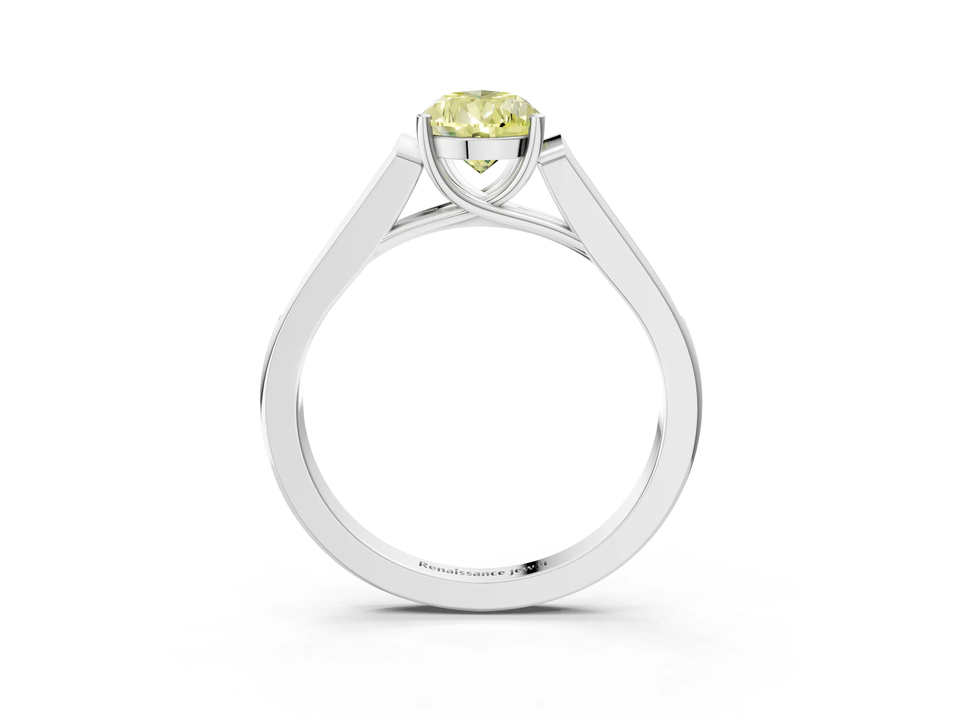 White gold Fancy Yellow Pear Cut Solitaire Cathedral Diamond Engagement Ring with Channel-Set Band and Four-Prong Setting_18
