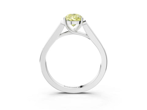White gold Fancy Yellow Pear Cut Solitaire Cathedral Diamond Engagement Ring with Channel-Set Band and Four-Prong Setting_6