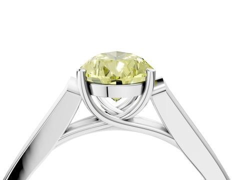 White gold Fancy Yellow Pear Cut Solitaire Cathedral Diamond Engagement Ring with Channel-Set Band and Four-Prong Setting_7