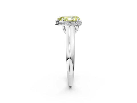White gold Fancy Yellow Pear Cut Solitaire Diamond Engagement Ring with Four-Prong Setting and Tapered Band_14
