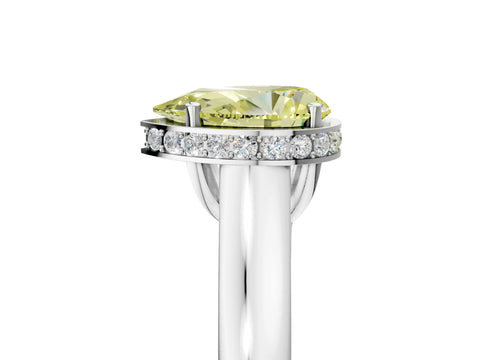 White gold Fancy Yellow Pear Cut Solitaire Diamond Engagement Ring with Four-Prong Setting and Tapered Band_17
