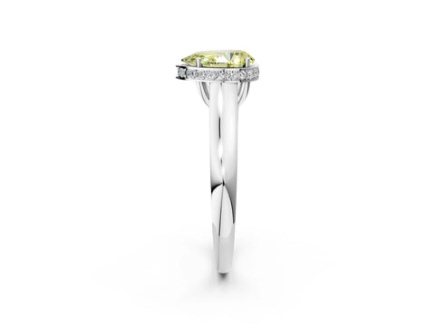 White gold Fancy Yellow Pear Cut Solitaire Diamond Engagement Ring with Four-Prong Setting and Tapered Band_2