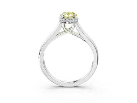 White gold Fancy Yellow Pear Cut Solitaire Diamond Engagement Ring with Four-Prong Setting and Tapered Band_3
