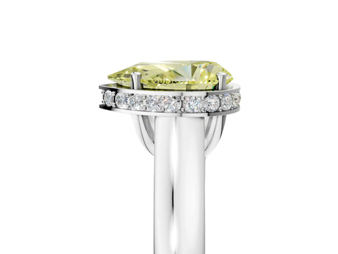 White gold Fancy Yellow Pear Cut Solitaire Diamond Engagement Ring with Four-Prong Setting and Tapered Band_5