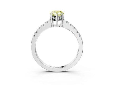 White gold Fancy Yellow Pear Cut Solitaire Diamond Engagement Ring with Pavé Band and Six-Prong Setting_15