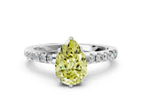 White gold Fancy Yellow Pear Cut Solitaire Diamond Engagement Ring with Pavé Band and Six-Prong Setting_24